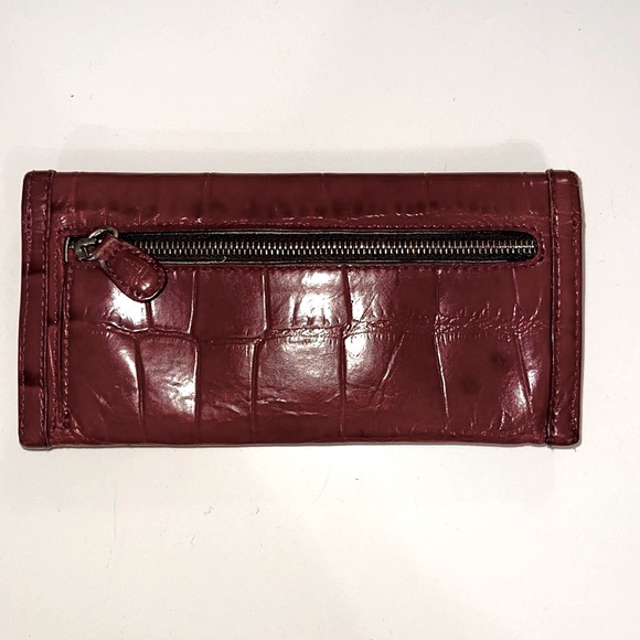 Brighton, vintage maroon crocodile embossed wallet - Picture 2 of 3